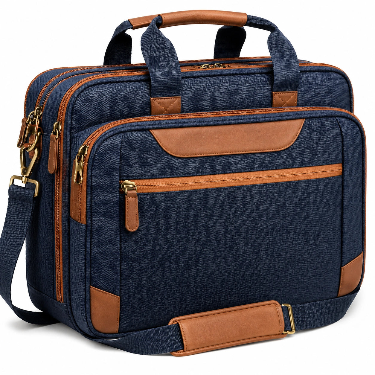 Laptop-Tasche 15 Zoll Dunkelblau/Braun Business-Stil