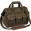 Grüne/Braune Canvas Werkzeugtasche mit Schulterriemen