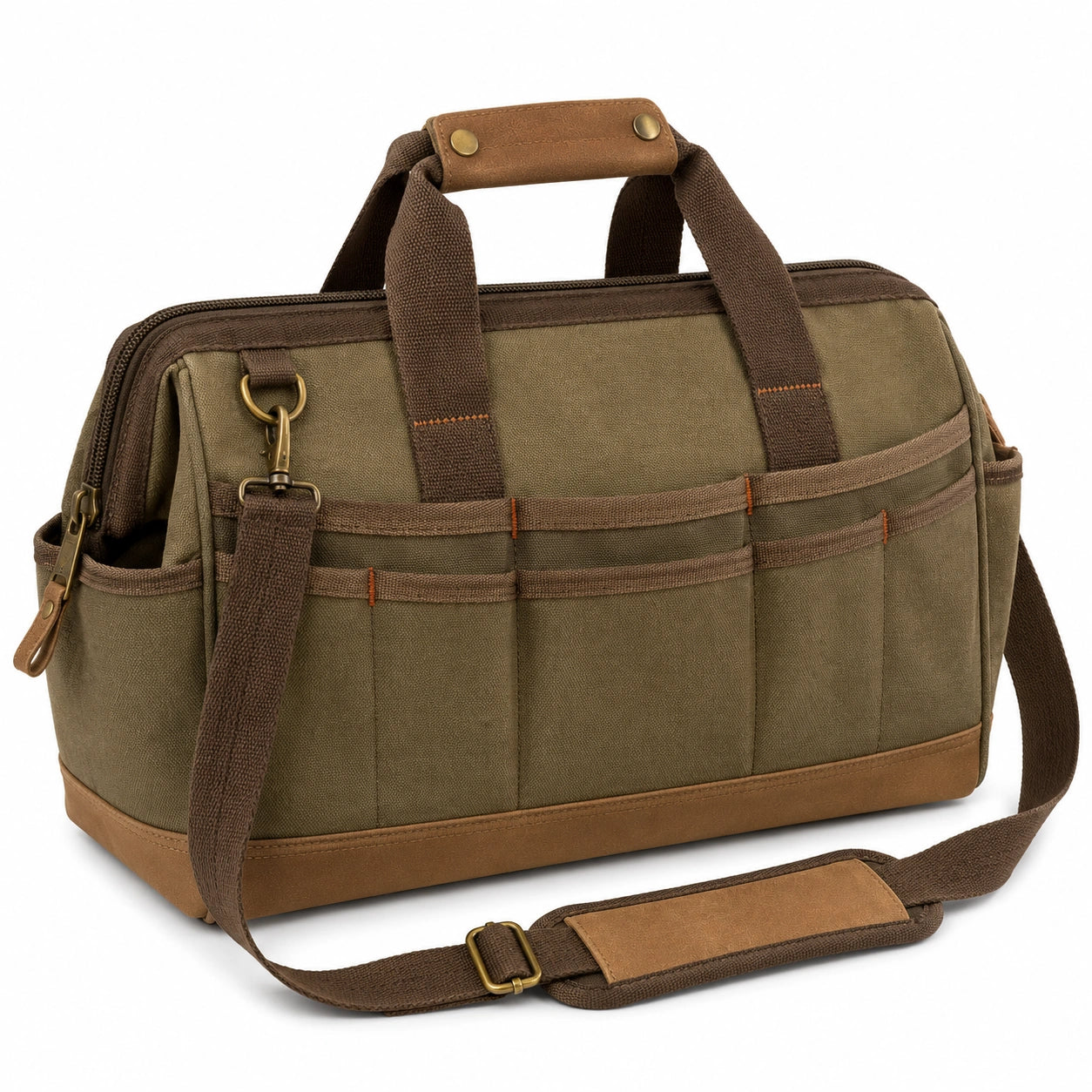 Khaki Werkzeugtasche mit Schulterriemen