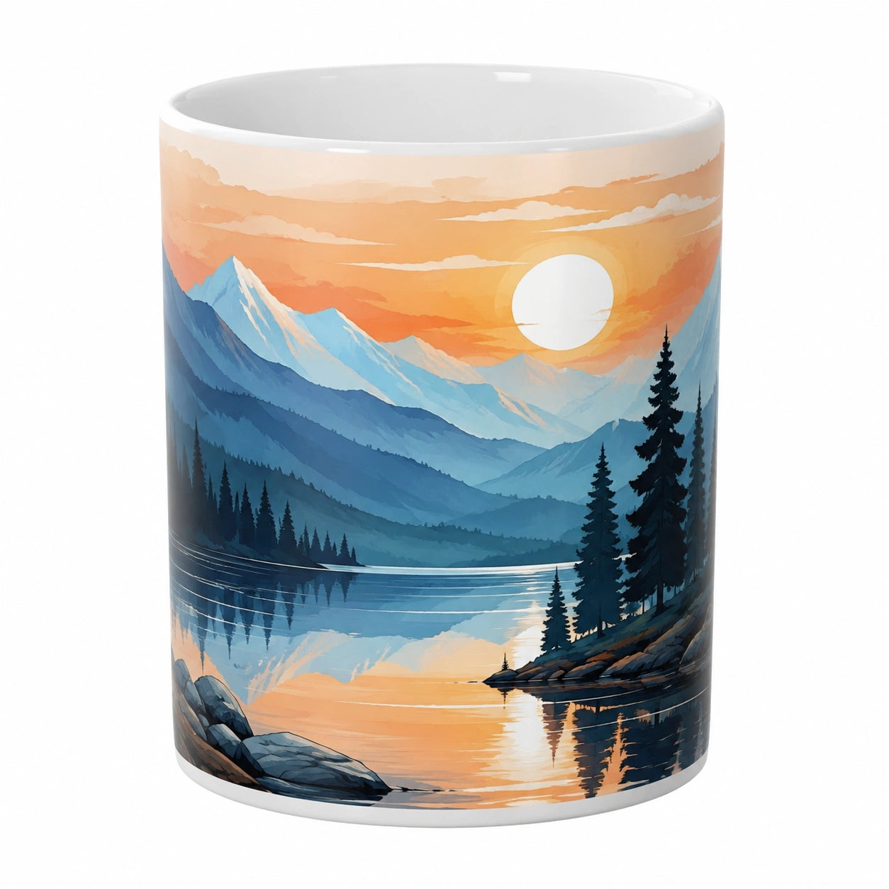 Keramiktasse mit Berglandschaftsmotiv 350ml
