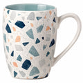 Keramiktasse mit Terrazzo-Muster 350ml Blautöne