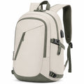 Moderner Laptop-Rucksack mit USB-Anschluss, Beige/Grün, 20L