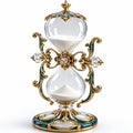 Luxuriöse Sanduhr mit Kristallakzenten in Gold und Weiß