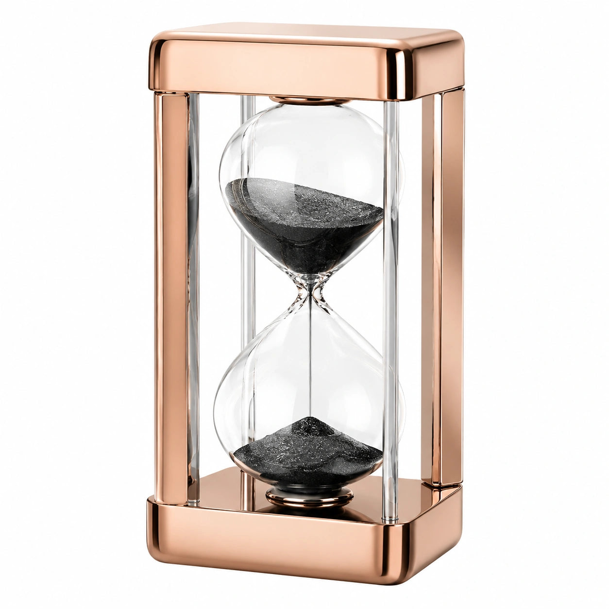 Roségoldene Sanduhr mit schwarzem Sand, 30 Minuten