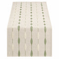 Gestickter Tischläufer Beige/Grün 140x40 cm mit Blattmuster