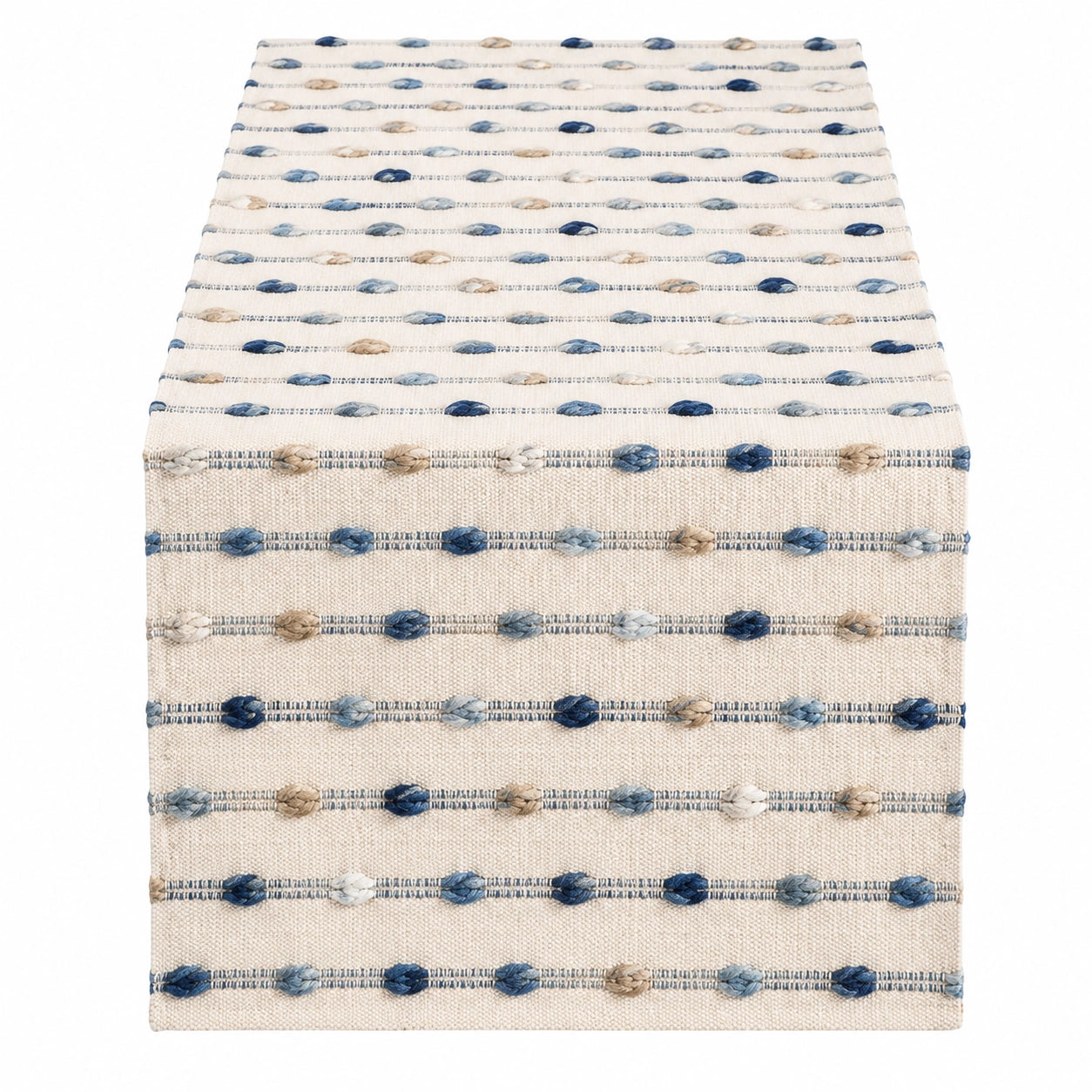 Gestreifter Tischläufer Blau/Beige 180x35cm