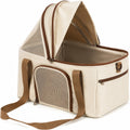 Faltbare Haustier Tragetasche mit Netzfenster Beige/Braun