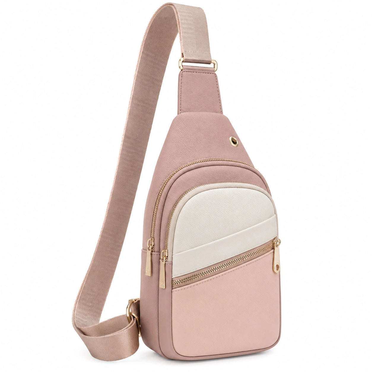 Damen Umhängetasche Rosa/Beige mit Verstellbarem Schultergurt